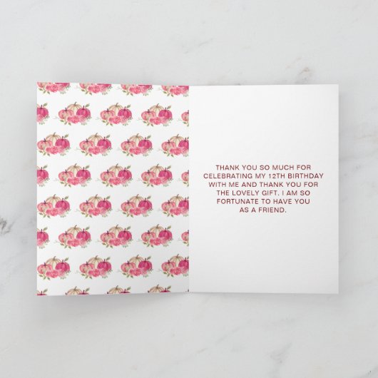 Hot Roze Bloemen Pompoenen Verjaardag Bedankkaart (Binnen)