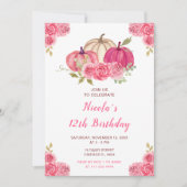 Hot Roze Bloemen Pompoenen Verjaardag Kaart (Voorkant)