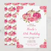 Hot Roze Bloemen Pompoenen Verjaardag Kaart (Voorkant / Achterkant)
