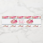 Hot Roze Bloemen Pompoenen Verjaardag Waterfles Etiket (Enkel label)