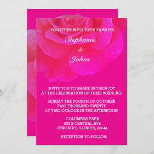 Hot Roze Bloemen Roos Bloem Kleurrijke Boho Weddin Kaart