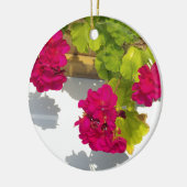 HOt roze bloemen Roze Geranium Keramisch Ornament (Links)