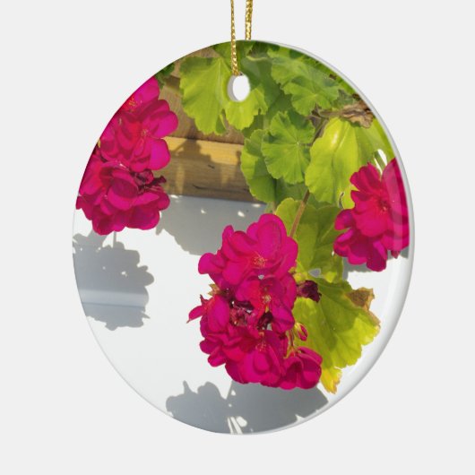 HOt roze bloemen Roze Geranium Keramisch Ornament (Links)