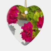 HOt roze bloemen Roze Geranium Keramisch Ornament (Rechts)