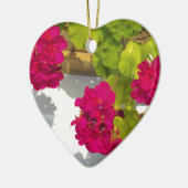 HOt roze bloemen Roze Geranium Keramisch Ornament (Links)