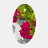 HOt roze bloemen Roze Geranium Keramisch Ornament (Rechts)