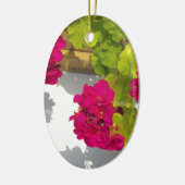 HOt roze bloemen Roze Geranium Keramisch Ornament (Links)