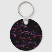 Hot-roze bloemen sleutelhanger (Voorkant)