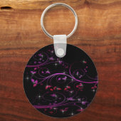 Hot-roze bloemen sleutelhanger (Voorkant)