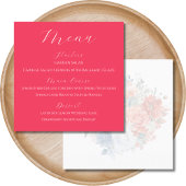 Hot Roze Bloemen Wedding Menu Kaart