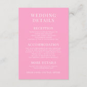 Hot roze bloemenelegante boho trouwdetails Kaart (Voorkant)