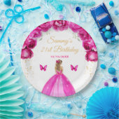 Hot Roze Blonde Haar Prinses Verjaardagsfeest Papieren Bordje (Feest)