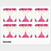 Hot Roze Blonde Haar Prinses Verjaardagsfeest Vierkante Sticker (Vel)