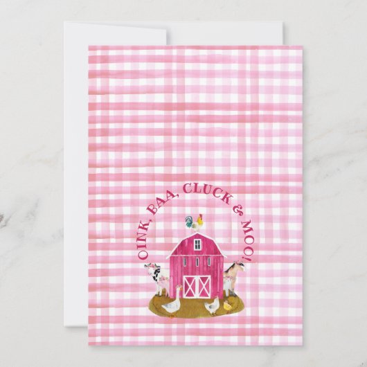 Hot-roze Boerderij Scene Foliage Birthday Uitnodig Kaart (Achterkant)