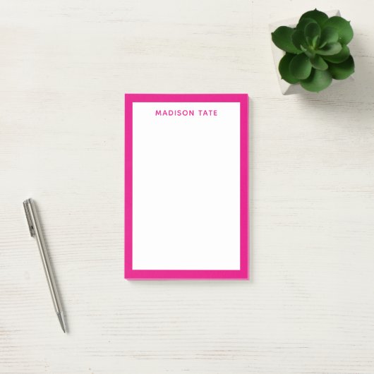 Hot-roze Border Moderne Monogram Professional Post-it® Notes (Kantoor)