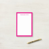 Hot-roze Border Moderne Monogram Professional Post-it® Notes (Op bureau)