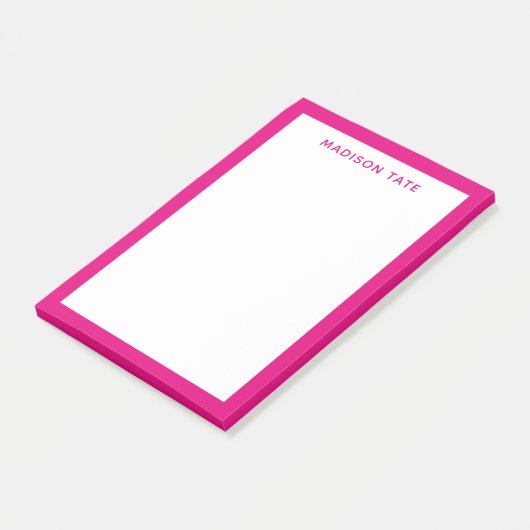 Hot-roze Border Moderne Monogram Professional Post-it® Notes (Schuin)