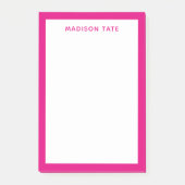 Hot-roze Border Moderne Monogram Professional Post-it® Notes (Voorkant)