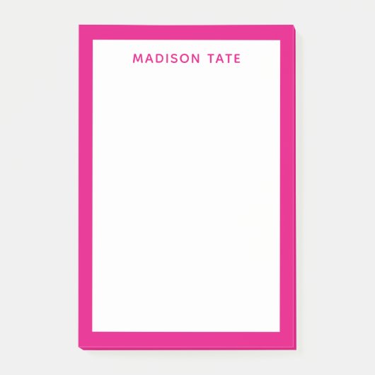 Hot-roze Border Moderne Monogram Professional Post-it® Notes (Voorkant)