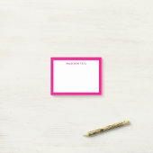 Hot-roze Border Moderne Monogram Professional Post-it® Notes (Op bureau)