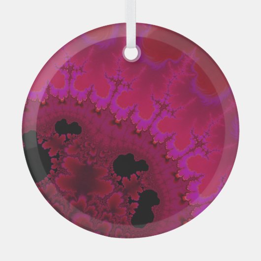 Hot-roze Brain Waves Fractal Abstract Suncatcher Glas Ornament (Voorkant)