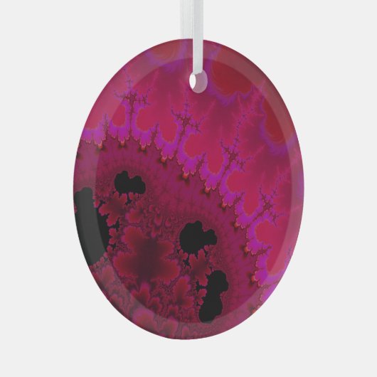 Hot-roze Brain Waves Fractal Abstract Suncatcher Glas Ornament (Voorkant Rechts)