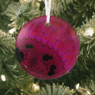 Hot-roze Brain Waves Fractal Abstract Suncatcher Glas Ornament
