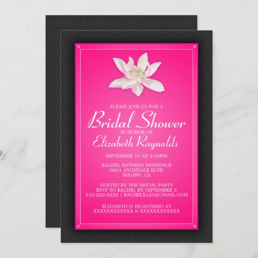 Hot-roze bridal Shower-uitnodigingen Kaart (Voorkant / Achterkant)