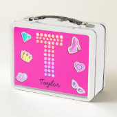 Hot roze brief t monogram meisje terug naar school (Achterkant)