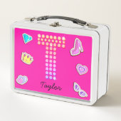 Hot roze brief t monogram meisje terug naar school (Voorkant)