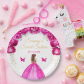 Hot Roze Bruin Haar Prinses Sweet Sixteen Papieren Bordje (Feest)