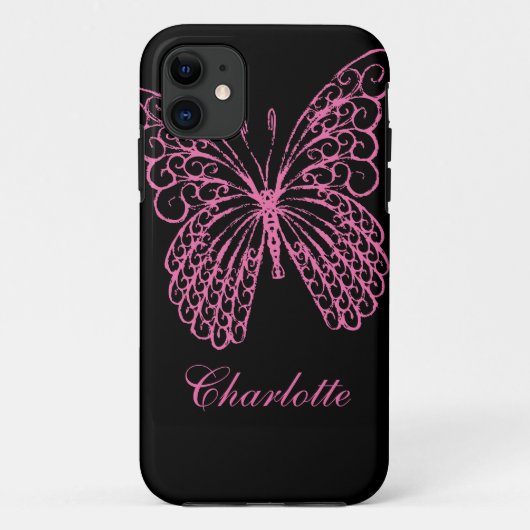 Hot-roze Butterfly iPhone 5 Hoesje-Mate ID Case-Mate iPhone Case (Achterkant)