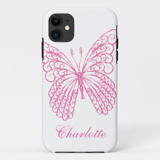 Hot-roze Butterfly iPhone 5Hoesje-MateBarelyDaar Case-Mate iPhone Case (Achterkant)