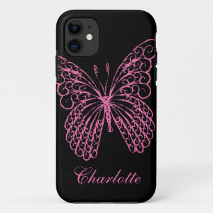 Hot-roze Butterfly iPhone 5Hoesje-MateBarelyDaar Case-Mate iPhone Case