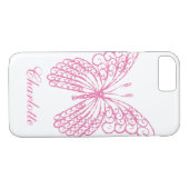 Hot-roze Butterfly iPhone 7 Hoesje (Achterkant (Horizontaal))