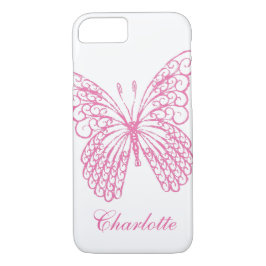 Hot-roze Butterfly iPhone 7 Hoesje