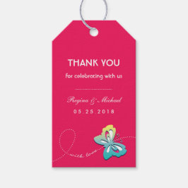 Hot-roze Butterfly Weddenschap Favor Gift Label Cadeaulabel