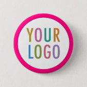 Hot Roze Button met Logo Custom Pin Back Badge (Voorkant)