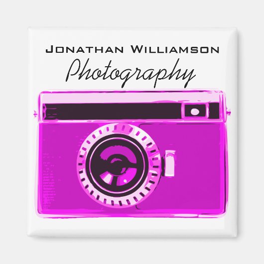 Hot-roze camera fotografie magneet (Voorkant)