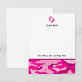 Hot-roze Camo-Baby shower Bedankkaart (Voorkant / Achterkant)