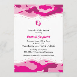 Hot-roze Camo-Baby shower Kaart