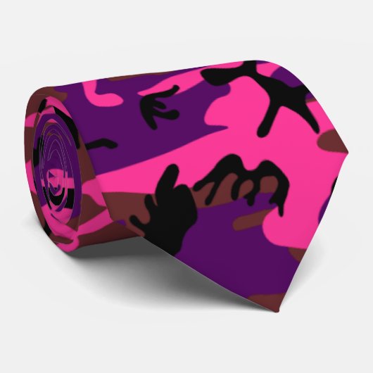 Hot-Roze Camo Stropdas (Opgerold)