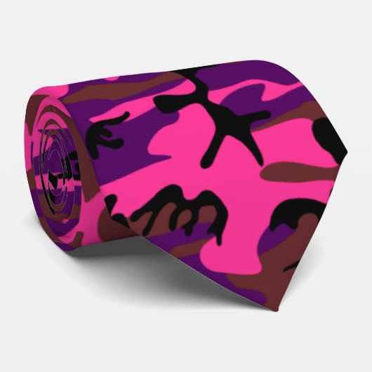 Hot-Roze Camo Stropdas (Opgerold)