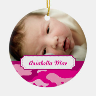 Hot-Roze Camouflage Fotokerstboomversiering Keramisch Ornament