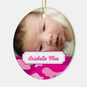 Hot-Roze Camouflage Fotokerstboomversiering Keramisch Ornament (Links)