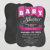 Hot-Roze Chalkboard-Baby shower uitnodigen Kaart (Voorkant / Achterkant)