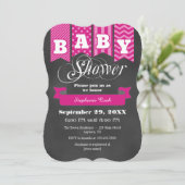 Hot-Roze Chalkboard-Baby shower uitnodigen Kaart (Staand voorkant)