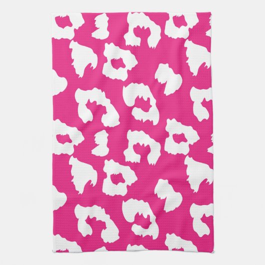 Hot-roze Cheetah Leopard Print Theedoek (Verticaal)