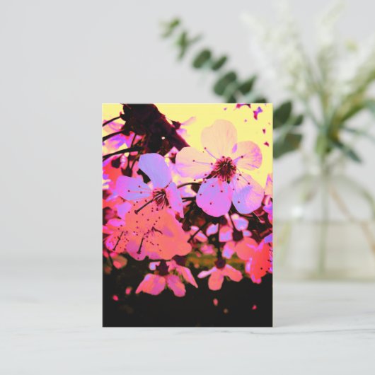 Hot-roze Cherry Blossom Briefkaart (Staand voorkant)