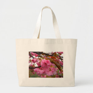 Hot-roze Cherry Blossom Flowers Grote Tote Bag